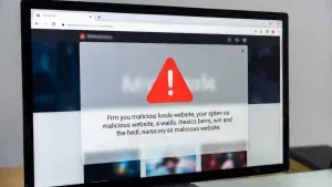Ostrzeżenie przeglądarki informujące o wirusie na stronie internetowej i zagrożeniu bezpieczeństwa